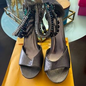 Beautiful silver shoes with embroidery